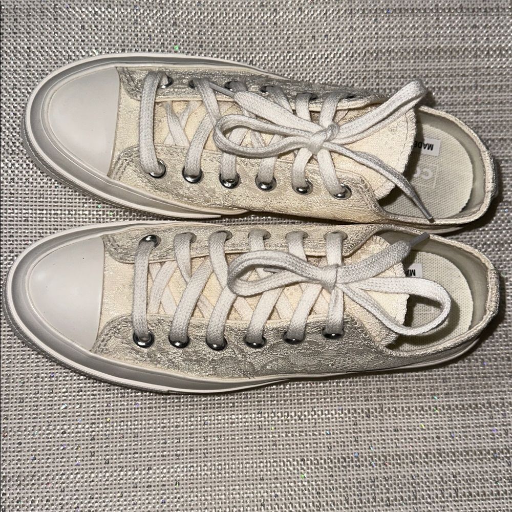 CONVERSE 7 Chuck 70 Vintage Bohemian Floral Lace Ivory Off White Base Sneakers - Picture 12 of 15